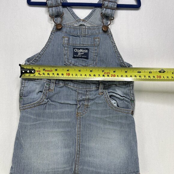OSH KOSH B'Gosh Blue Striped Vestbak Bib Overalls Denim Dress Girls Sz 24 Months - Picture 5 of 8